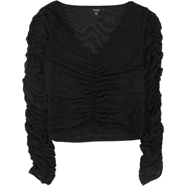 Guess Mujer Odette Mesh Pullover Blusa, Negro, X-Large GUESS Pull-over