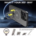thumbnail image 4 of Phone Case for iPhone 15 Pro 6.1 inches, 360° Rotatable Magnetic Ring Stand Compatible with MagSafe Military Grade Shockproof Phone Covers for Women Men Boy Girls(Translucent Black), 4 of 14