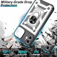 thumbnail image 2 of for iPhone 11 Phone Case with HD Screen Protector, Heavy Duty Shockproof with 360° Rotation Metal Kickstand [Military Grade] Protective Case for iPhone 11, Silver, 2 of 14