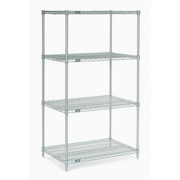 Nexel 4 Shelf Stainless Steel Wire Shelving Unit Starter 60""W x 14""D x 54""H