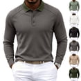 thumbnail image 5 of Mfakffe Men's Polo Shirts Classic Long Sleeve Golf T Shirt Fall Winter Big and Tall Lapel Collar Tops Work Cotton Tees (Khaki, XL), 5 of 5