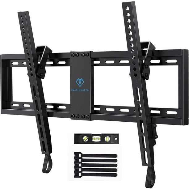 PERLESMITH Soporte de TV con certificación UL para la mayoría de televisores de 37 a 82 pulgadas, soporte de pared universal inclinable para TV se adapta a montantes de madera de 16 a 24 pulgadas con