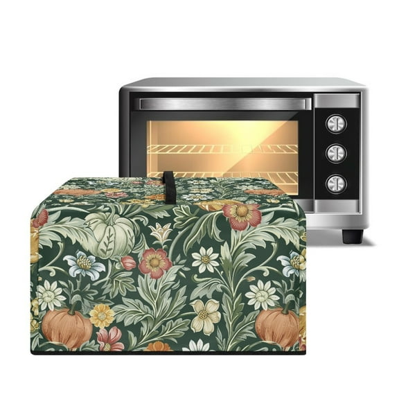 TSOVTHRID Vintage Pumpkin Flower Print Microwave Oven Dust Cover Microwave Oven Cover Dustproof Kitchen Machine Covers Case Protections for Toaster Oven Autumn Fall Decor, 20.9"W x 15.7"D x 12.4"H, L