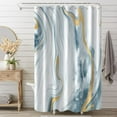 thumbnail image 2 of Marble Shower Curtain, Abstract Modern White Blue and Gold Marble Shower Curtain Set for Bathroom Ink Texture Waterproof Polyester Fabric Bathroom Decor with Hooks, 72x84 Inch, 2 of 6