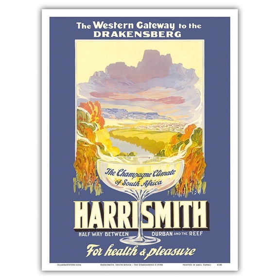 Harrismith South Africa - The Drakensberg (Mountains of Dragons) - Vintage Travel Poster c.1930s - Master Art Print (Unframed) 9in x 12in