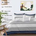 thumbnail image 4 of Navy Blue Grey Stripe Bedding 3 Piece Duvet Cover Set Queen Size, Modern Art Horizontal Striped Soft Microfiber Comforter Cover with Zipper Closure & Pillowcases, Wrinkle & FadeResistant Quilt Cover, 4 of 9