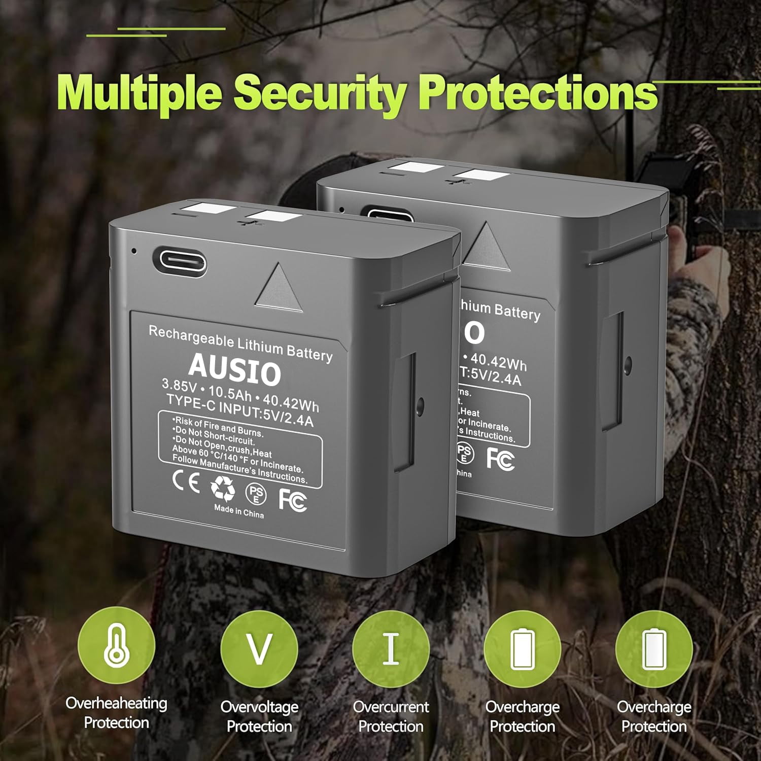 Rechargeable Lithium Camera Battery Replace for SPYPOINT LIT-10 Battery fit for SPYPOINT Cellular Trail Cameras Link-Micro-LTE, Cell-Link, LM2, Link-Micro-S-LTE (Includes Type-C Cable)