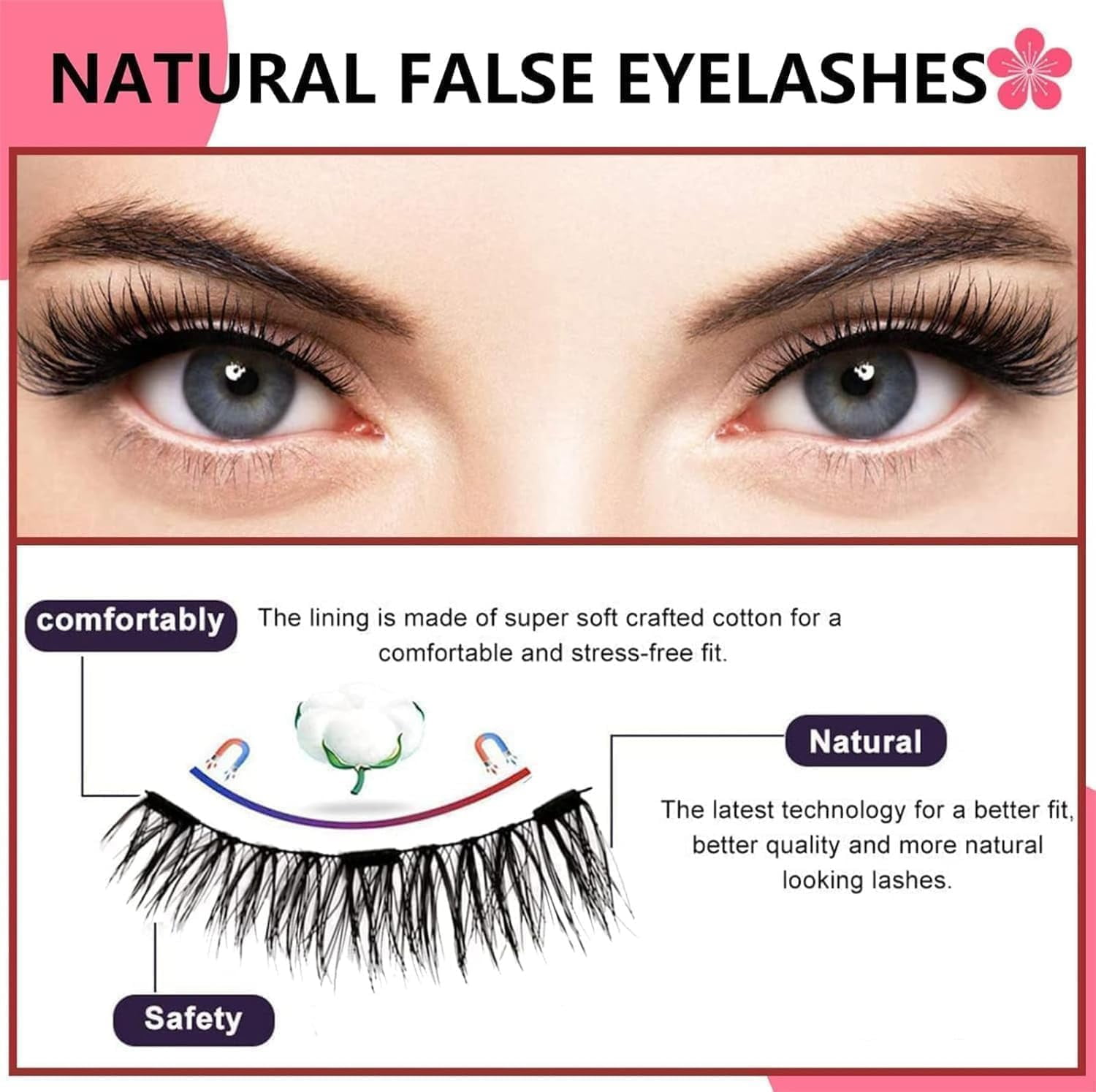 Meylora Magnetic Lashes, Meylora Magnetic Eyelashes with Applicator, Magnetic Eyelashes Without Eyeliner, Reusable Double Sided Magnetic Lashes No Glue or Liner Needed, Natural Look (Natural+Fuller)