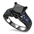 thumbnail image 3 of Dreamofdazzles Jewels 2.00Ct Princess Cut Black Diamond & Sapphire Engagement Wedding Band Ring 14K Black Gold Plated 925 Sterling Silver For Women's -5, 3 of 5