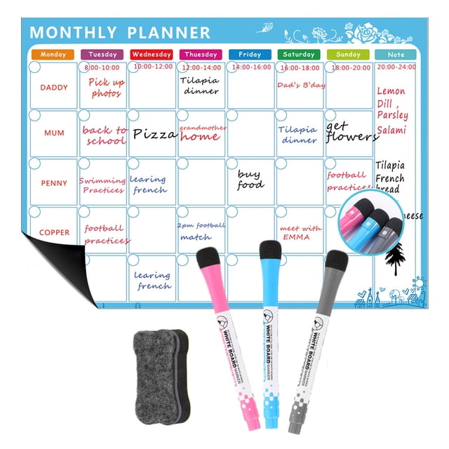 Calendario magnético de borrado en seco para nevera, calendario magnético de pizarra blanca para decoración de pared de nevera, hogar, cocina, lista de comestibles, almohadilla magnética Xemadio LRWJ302-2