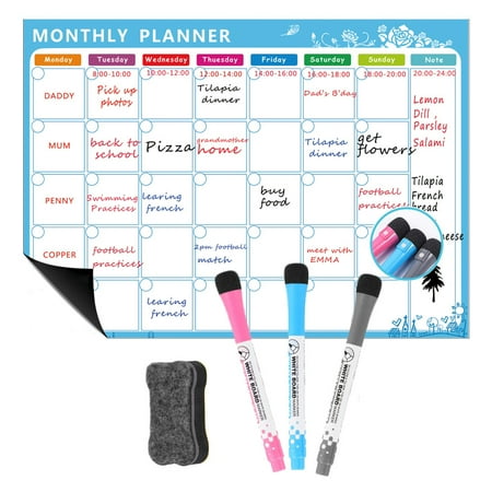 

Dry Erase Fridge Magnetic Calendar - White Board Magnetic Calendar for Refrigerator Wall Home Kitchen Decor Grocery List Magnet Pad