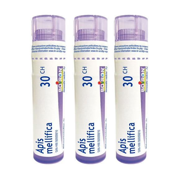 Boiron Apis Mellifica 30CH – Homeopathic Medicine, Box of 3 Tubes (4g Each, Approx. 80 Pellets per Tube)