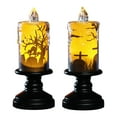 thumbnail image 6 of FEOLGEHLY 4 Pcs Halloween Pumpkin Candle Light, Halloween Snow Globe Candles Lighted Lamp, Flameless Candle Lihts LED Lamps Festival Decor Light for Halloween Party Table Centerpieces, 6 of 9