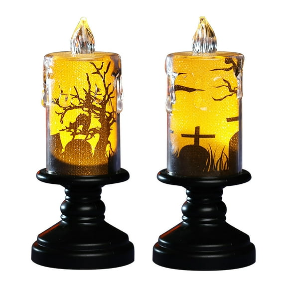 CASAFUN Halloween Ghost Candles Lighted Lamp, Battery Operated Spinning Water Glittering Tornado Flameless Candles Table Centerpiece for Halloween Celebration Party