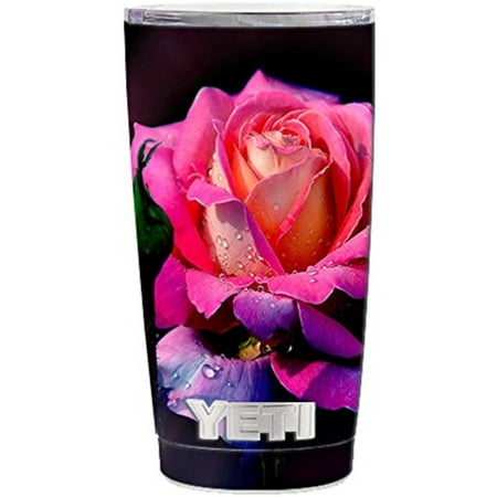 Skin Decal Vinyl Wrap (5-piece kit) for Yeti 20 oz Rambler Tumbler Stickers Skins Cover Cup / Beautiful Rose Flower Pink