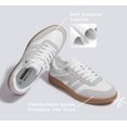 thumbnail image 2 of Zapatillas LUCKY STEP para mujer, clásicas, retro, suela de goma, piel blanco/gris, 2 of 8