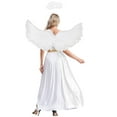 thumbnail image 2 of Haitryli Womens Angel Costume 3 Piece One Shoulder Maxi Dress with Feather Wings and Headwear White 4XL, 2 of 7
