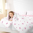 thumbnail image 3 of jejeloiu Kawaii Bow Tie Twin Comforter Sets,White Pink Bedding Set For Girls Teens Reversible 2-Piece, 3 of 7