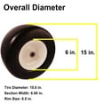 thumbnail image 2 of 15x6.00-6 Flat Free Tire for Zero Turn Lawn Mower with 3/4 5/8 & 1/2 inch Bearings,3.0"-6.9"Center Hub Flat Free Lawnmower Tire and Wheel Assembly,Universal Fit 15 inch Solid Wheel for Garden Tractor, 2 of 8