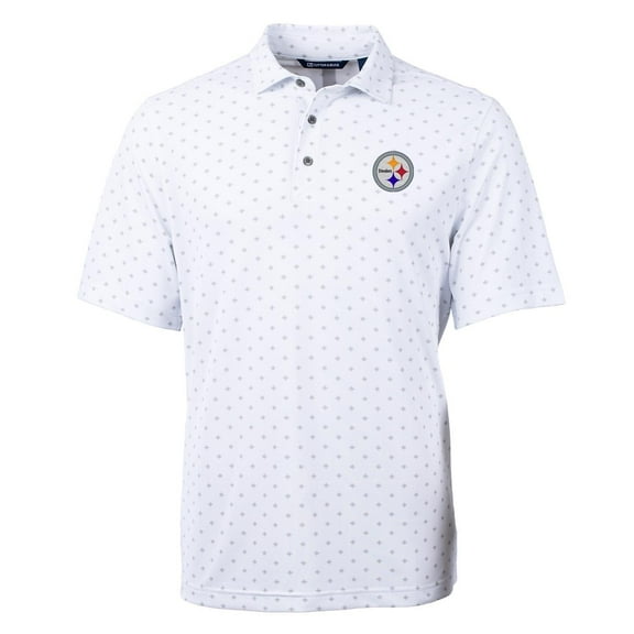 Men's Cutter & Buck White Pittsburgh Steelers Virtue Eco Pique Tile Print Polo
