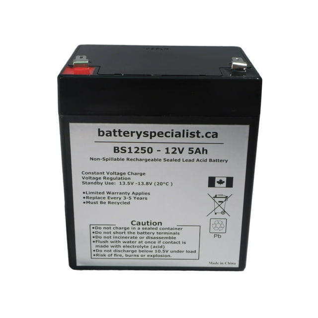 Batterie de Remplacement RT1250 12 Volts 5 AmpH SLA avec Borne F1