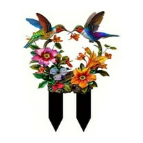 Garden Signs with Stakes, Colorful Hummingbird Garden Decor for Outside,Acrylic Yard Art, Outdoor Decor for Patio Lawn Backyard, Gardening Gifts