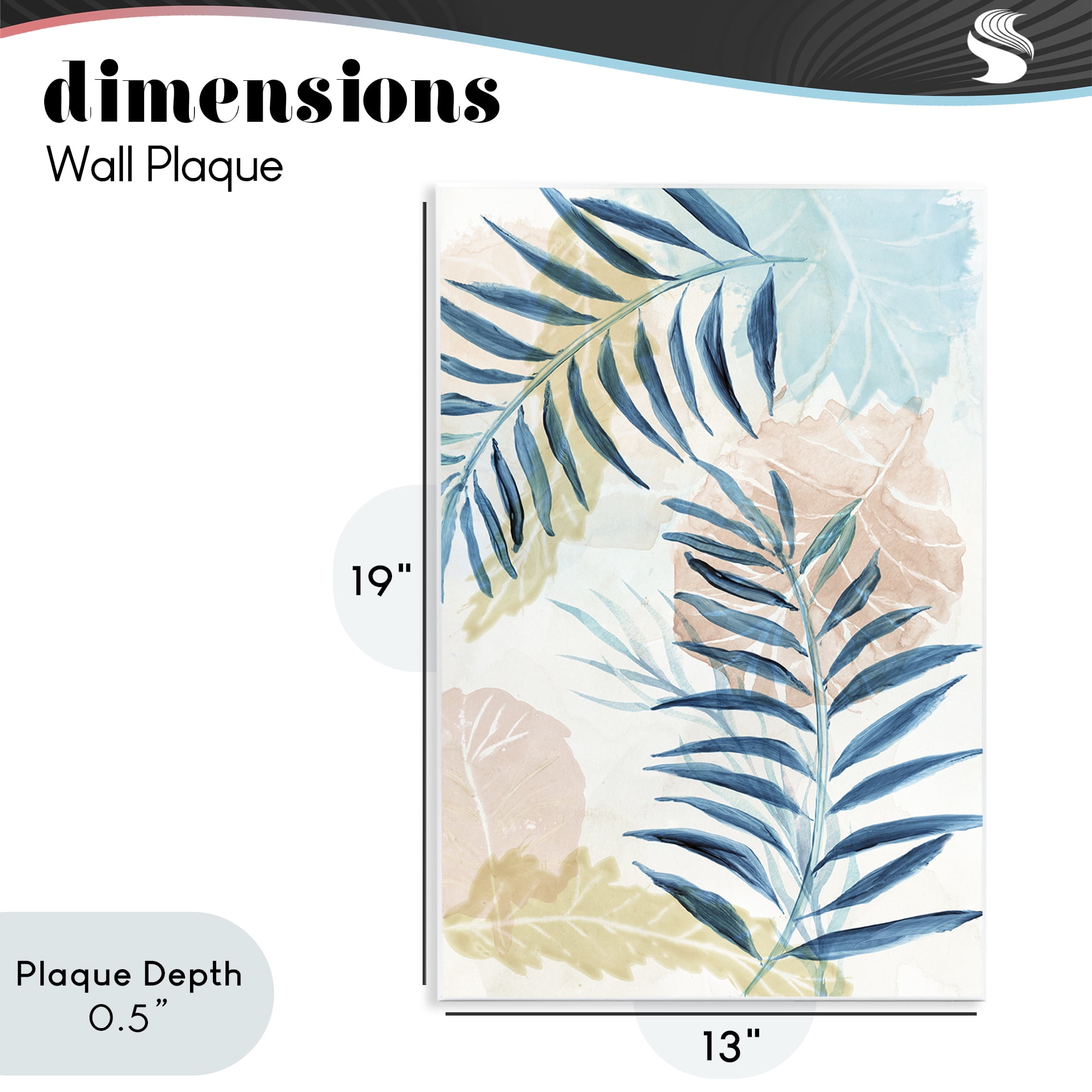 Stupell Industries Blue Palm Fronds in Pastel Haze Wall Plaque Art, design by Nan