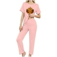 thumbnail image 5 of Levmjia Womens 3 Piece Pajama Set Short Sleeve Top With Pants and Shorts Thanksgiving Soft Sleepwear Casual Home Comfort Relaxing Nightwear Daily Wear, 5 of 8