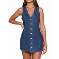 thumbnail image 2 of Denim Dresses for Women Sleeveless Stretchy Jean Summer Casual Western Short Button Down Dress XL, 2 of 9