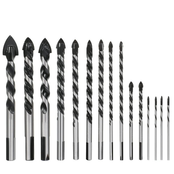 15 Pcs Concrete Drill Bit for Wood Brick Wall Tip Tile Bits