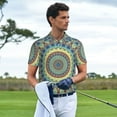 thumbnail image 6 of Daiia Round Mandala1 Pattern Men’s Polo Shirts,Solid Deck Shirt,Classic Fit, Breathable Cotton Polo for Casual and Sport Wear-Large, 6 of 9