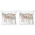 thumbnail image 1 of Ambesonne Funny Throw Pillow Cover 2 Pack, Rainbow Inspired Zebra Motifs, 18", Multicolor, 1 of 2