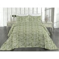 thumbnail image 2 of Ambesonne Forest Quilted Bedspread Set 3 Pcs, Long Exotic Trees Asia Vibes, Queen, Pale Olive Green and White, 2 of 4