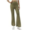 thumbnail image 3 of Ltctricy Women's Flared Pants Casual Slim Knitted Dance Yoga Pants Lounge Ribbed High Waisted Workout Bell Bottom Pants, 3 of 7