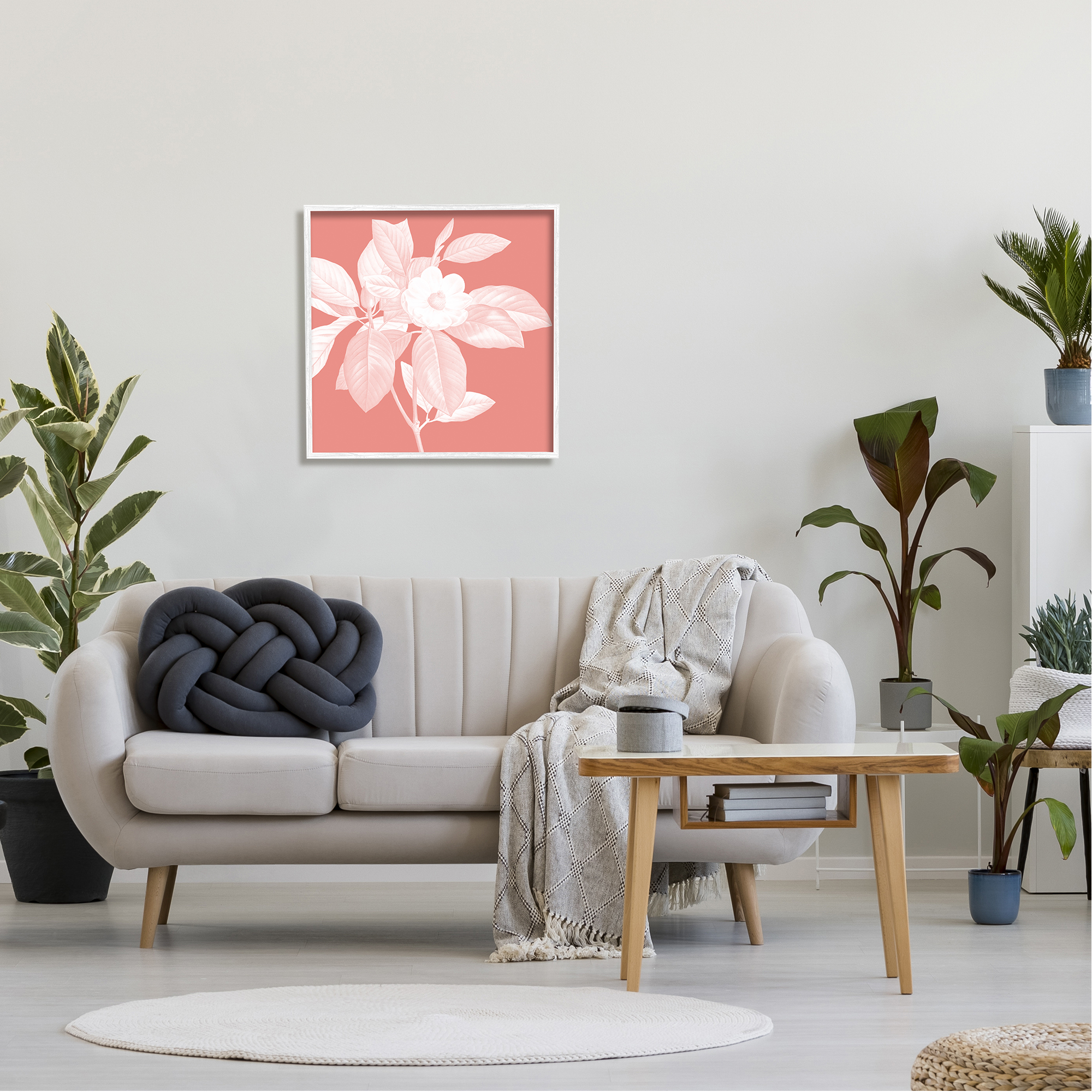 Stupell Industries Pink & White Floral Botanical & Floral Painting White Framed Art Print Wall Art, 24 x 24