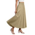 thumbnail image 5 of Amkhujs Flowy Skirts for Women Elastic High Waist Elegant Long Skirt with Pockets Casual Going Out Summer Skirt,Khaki,XXL, 5 of 8