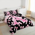 thumbnail image 3 of Manfei Letter Monogrammed A Bedding Comforter Set 2pcs for Boys Girls,Kawaii Ribbon Bow Twin Comforter Sets Microfiber,Dreamy Princess Breathable Bedding Set,Lightweight Room Decor,Reversible, 3 of 8