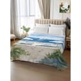 thumbnail image 2 of Nautical Sea Wave Blue King Size Flat Sheet, Wrinkleproof & Fadeproof Cooling Flat Bed Sheet Only, Ocean Coastal Beach Plant Breathable Soft Bedding Top Sheets 105 x 98 Inches, 2 of 8