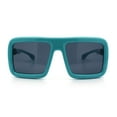 thumbnail image 5 of Geeky Bubble Frame Nerdy Thick Flat Top Oversized Rectangle Plastic Sunglasses All Black, 5 of 8
