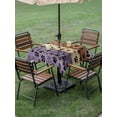 thumbnail image 4 of Outdoor Tablecloths with Umbrella Hole & Zipper, Purple Brown 54x54 Inch Square Tablecloths, Rustic Farmhouse Dog Paw Vintage Waterproof Table Cloth, Patio/Pool/Picnic Table Covers, 4 of 8