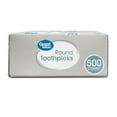 Great Value Classic Round Wood Toothpicks, Toothpick Box, 500 Count