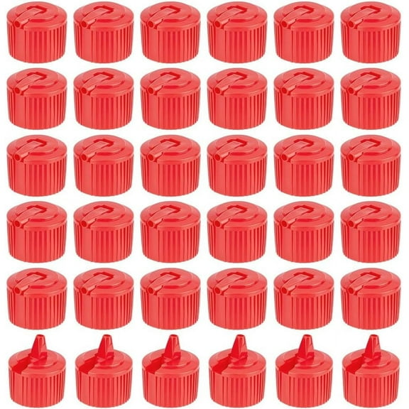 36Pcs Flip Top Dispensing Cap 28/410 Red Plastic Bottle Caps Spout Flip Caps Reusable Plastic Bottle Cap Replacement Bottles Caps for Shampoo Moisturizer Control Flow Cap 28mm Inner Diameter