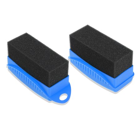 Unique Bargains 2pcs Car Dressing Tire Tyre Wheel Shine Contour Pad Sponge Foam Brush Waxing Cleaning Non-Lid Blue