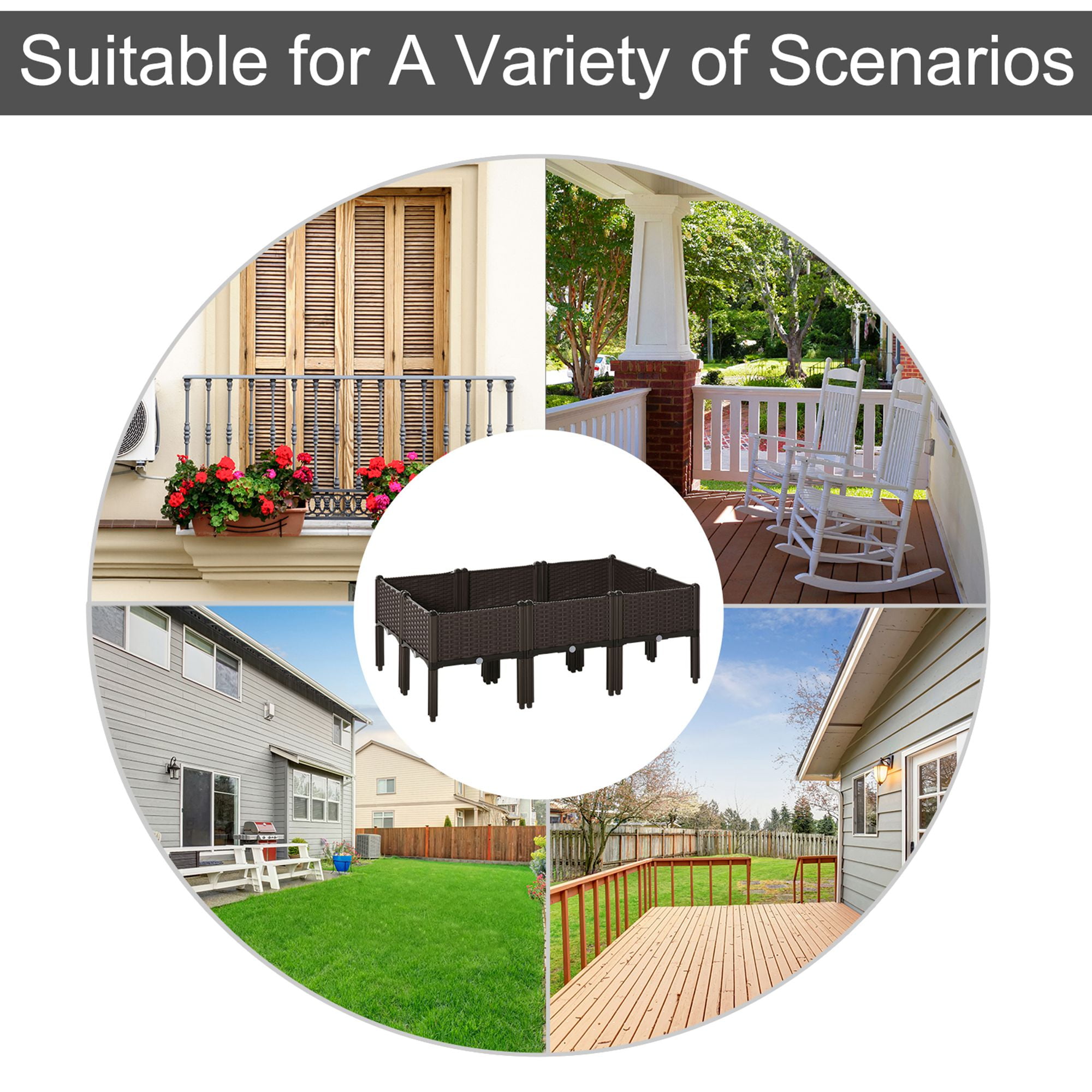 Outsunny 6 Piece Raised Garden Bed Kit, Elevated Planter Boxes with Drainage Holes for Outdoor Flowers, Vegetables, and Herbs