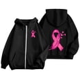 thumbnail image 2 of Lumtrix Breast Cancer Awareness Hoodies Zip Up For Women Track Jackets Long Sleeve Pink Ribbon Awareness Hoodies Jacket With Pockets Black M, 2 of 6