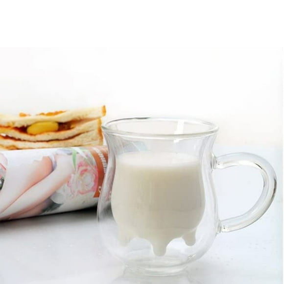 Dvkptbk Cups Scald Lovely Double Glass Milk Coffee Cup with Round Mouth 400ML Kitchen Gadgets on Clearance
