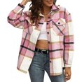thumbnail image 1 of HSHDLDF Womens Casual Plaid Shacket Button Down Long Sleeve Shirt, 1 of 4