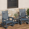thumbnail image 1 of HDPE Rocking Chair Outdoor Set of 2 with Side Table - Poly High Back Porch Rocker Chairs for Adults - All Weather Resistant Furniture for Patio Front Porch - Navy Blue, 1 of 9