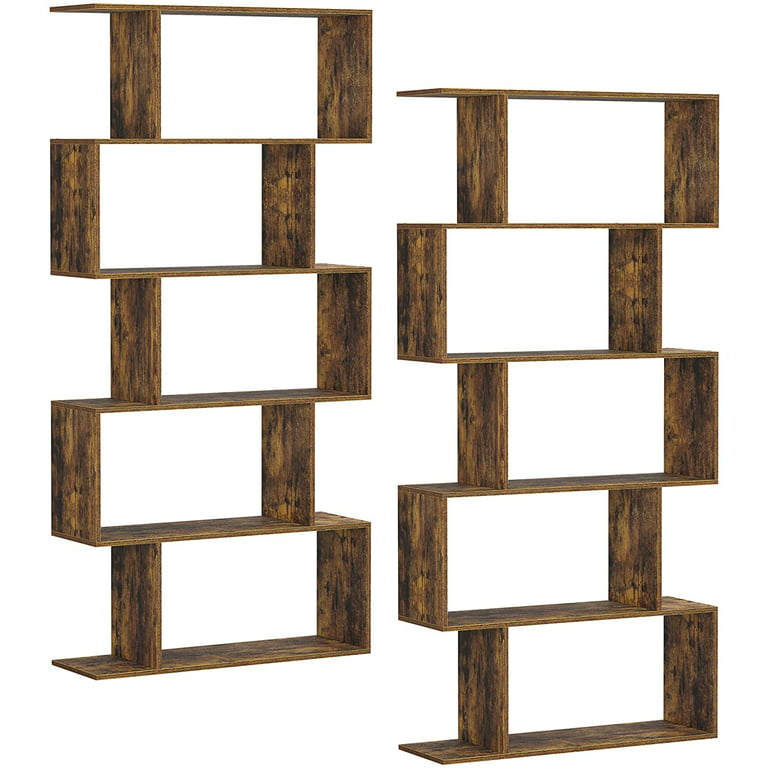 HOMEFORT Wood Geometric 5-Tier Modern Bookcase, Open Shelf and