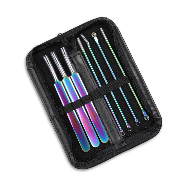 Vogacara 1 Juego de agujas para acné afiladas, precisión, Kit de depilación con mango texturizado, no es fácil de dañar las manos, Pinceles de maquillaje y herramientas tipo 6 Vogacara CE011772-06